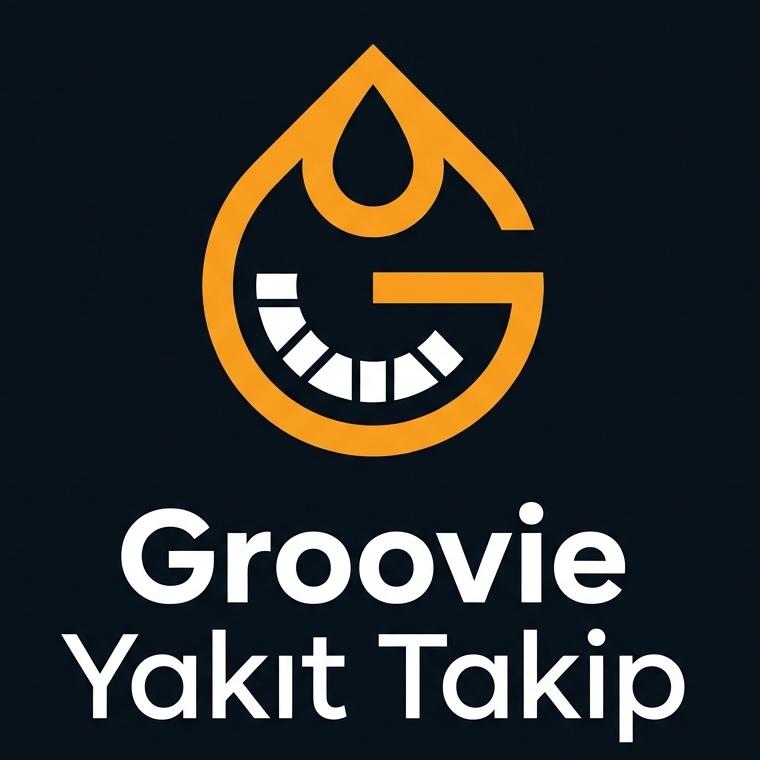 Groovie Yakıt Takip logosu: turuncu yakıt damlası biçiminde G, altta Groovie Yakıt Takip yazısı